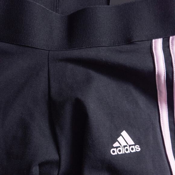 NWT Adidas Women’s Tights Pink Stripe Athleisure Black XS Mid Rise Stretch Fit - Picture 3 of 9